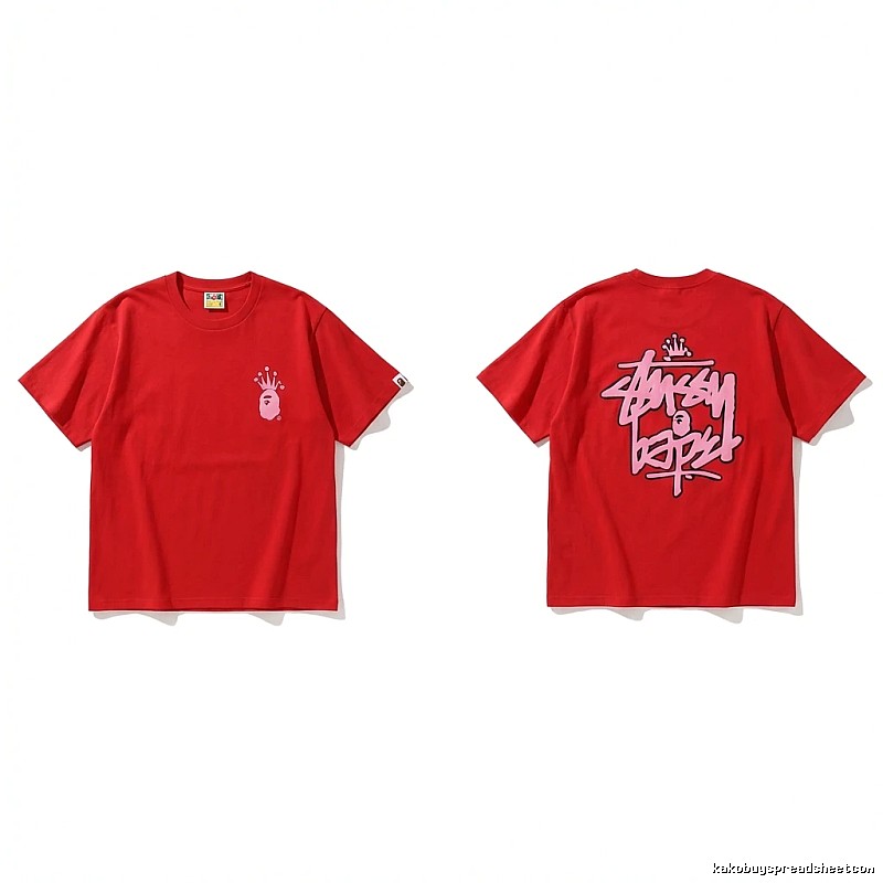 Bape Crown Series Red Trendy T-shirt