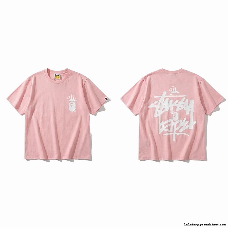 Bape Crown Trendy Pink Short Sleeve