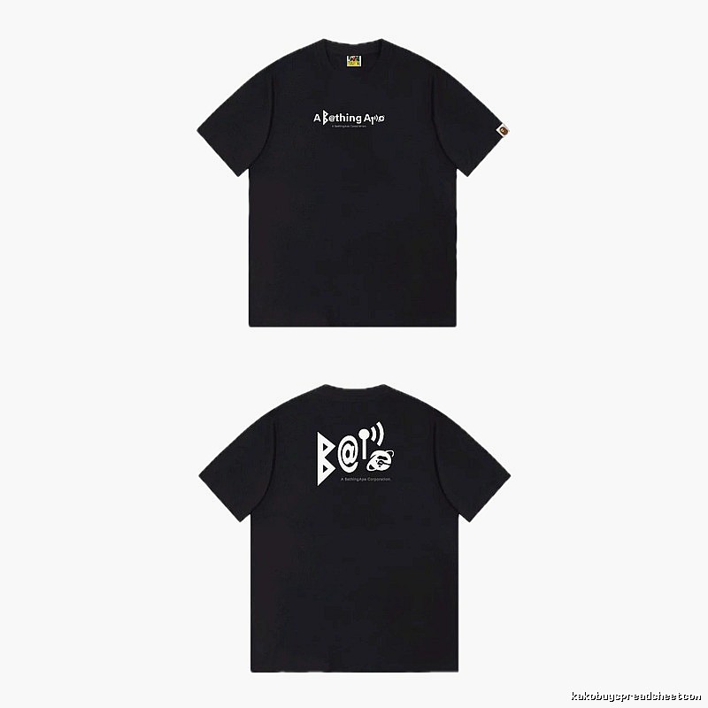 Bape letter - printed short - sleeved black T - shirt