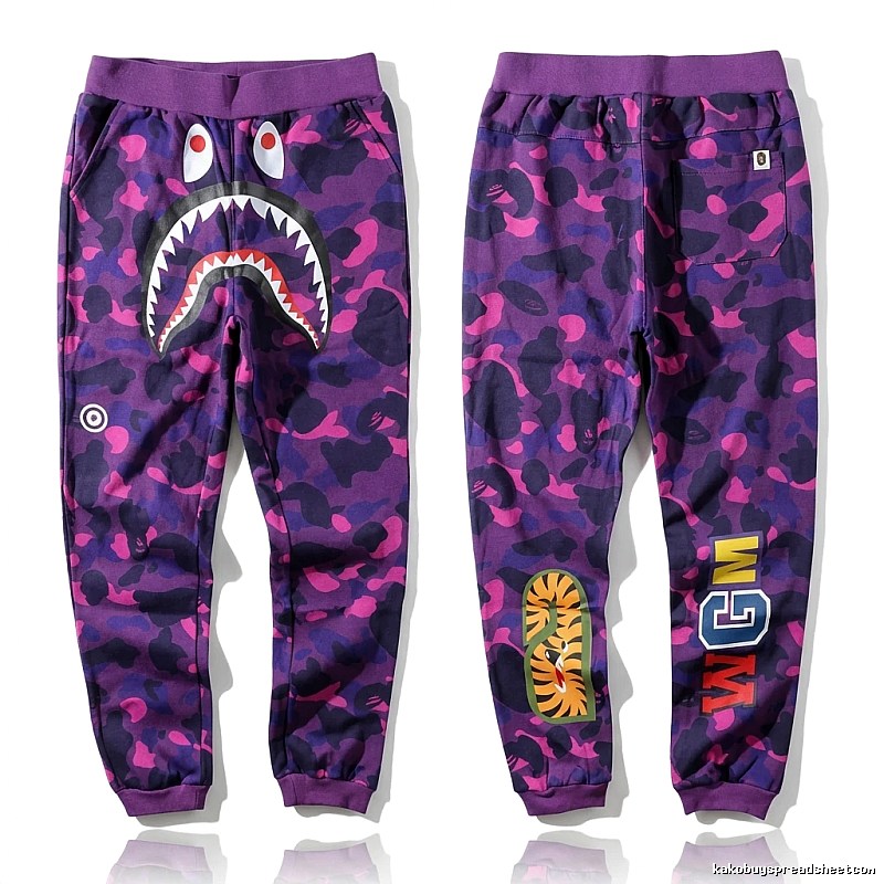 Bape Shark Camouflage Style Purple Pants