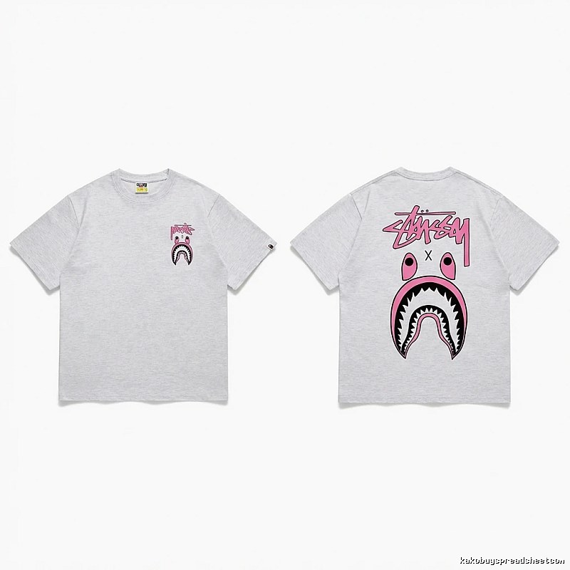 Bape Shark Co-branded Light Grey T-shirt
