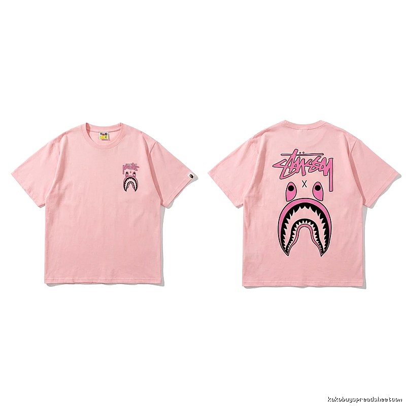 Bape Shark Pink Streetwear Short-sleeve Shirt
