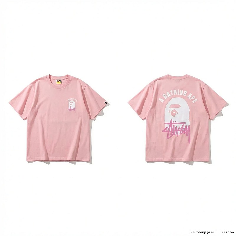Bape trendy brand pink T-shirt