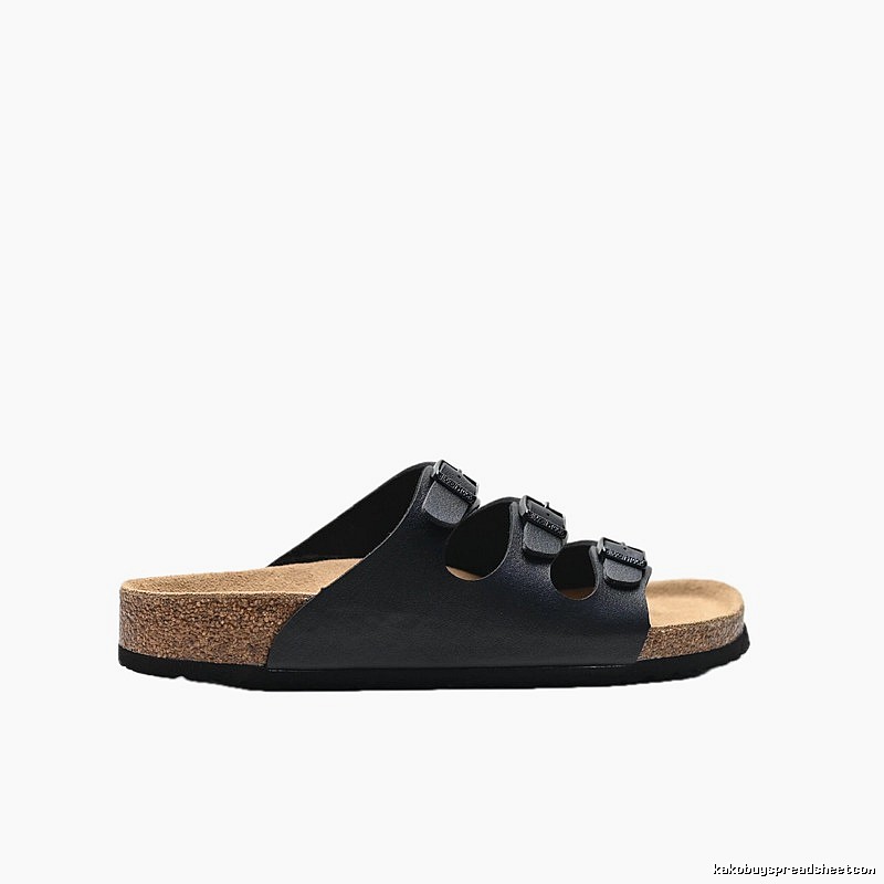BIRKENSTOCK Casual Three-Buckle Black Slides
