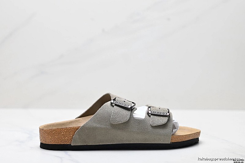 Birkenstock Classic Double-Buckle Casual Style Grey Slide Sandals