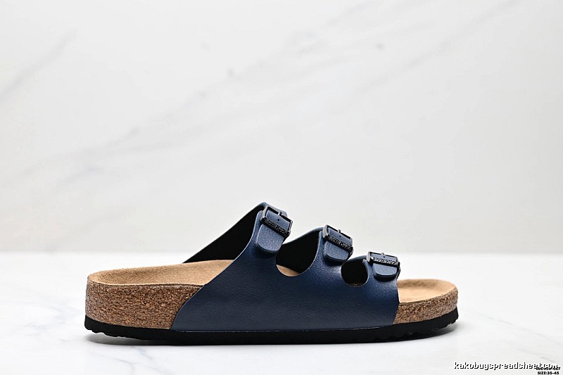 BIRKENSTOCK Three-Buckle Casual Dark Blue Slide Sandals
