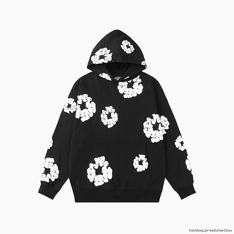 Black Bold Flower Pullover Hoodie