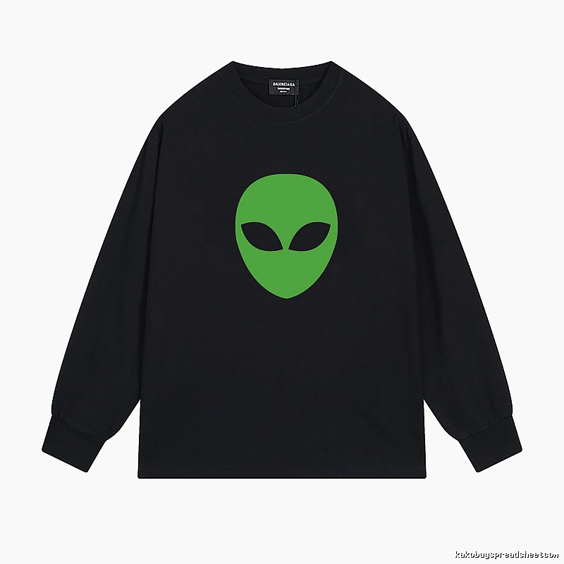 Black long-sleeved shirt with Balenciaga alien print