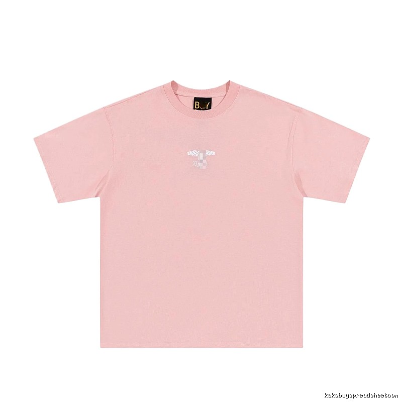BOY Wing Print Street-style Pink Short Sleeve T-Shirt