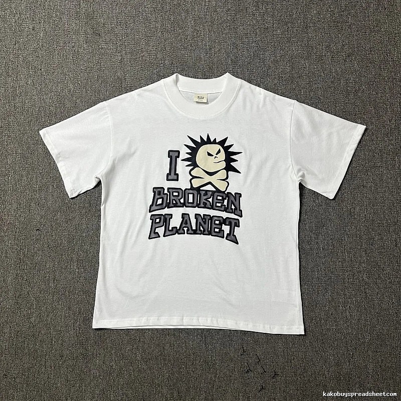 Broken Planet Classic Graphic T-shirt White Cotton Bold for Daily Styling