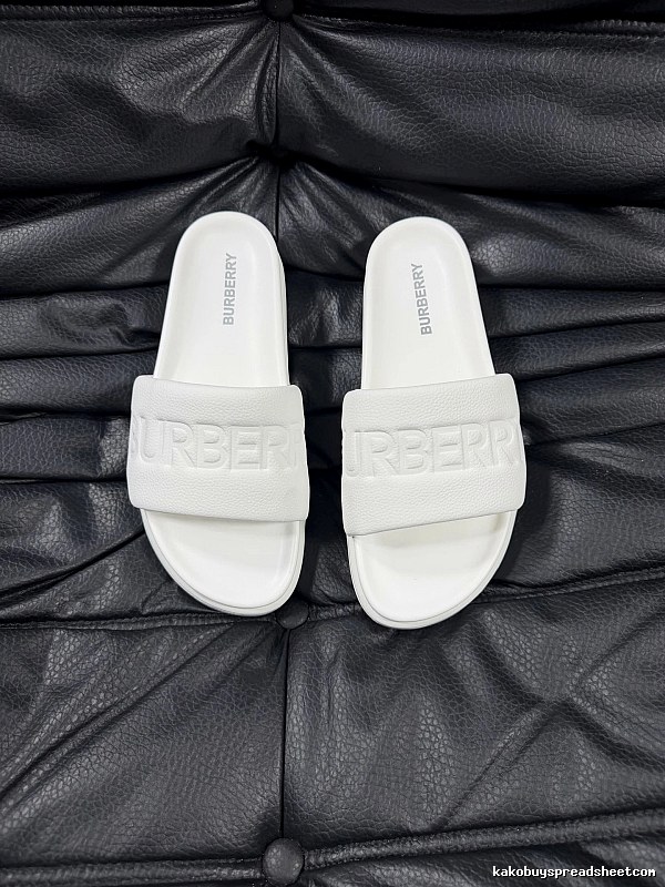 Burberry Embossed Minimalist Style White Slides
