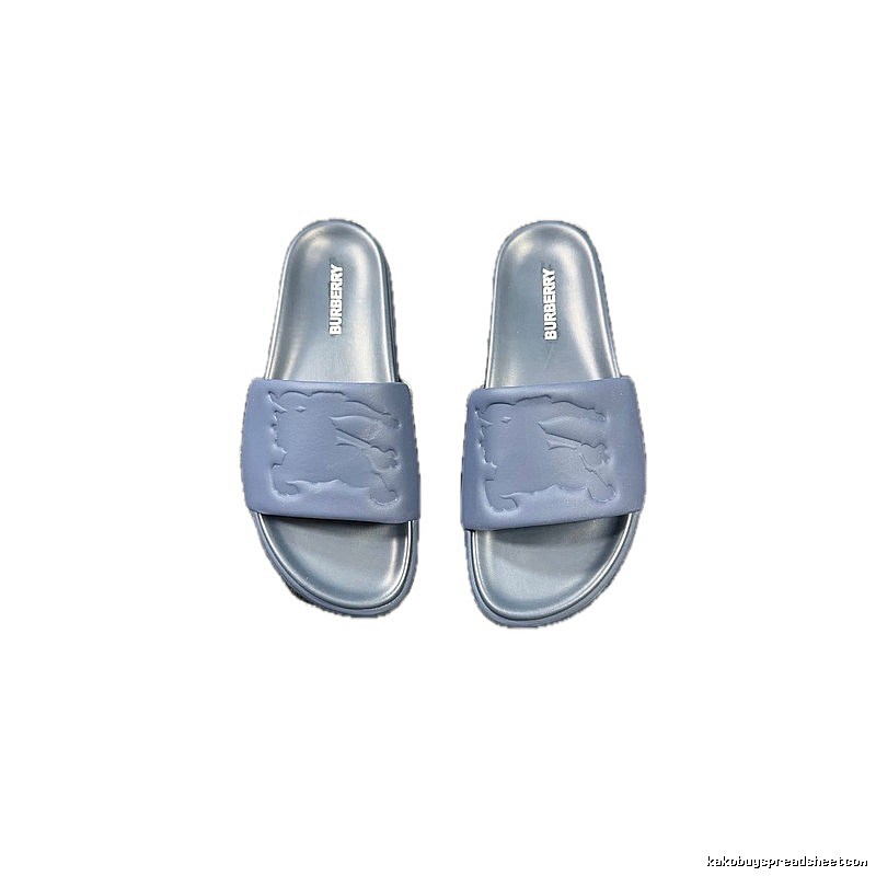 Burberry Equestrian Knight Collection Minimalist Grey-Blue Slide Sandals