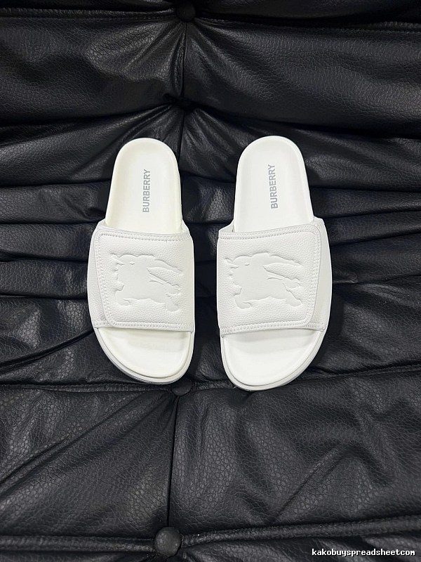 Burberry Knight Logo Minimalist Style White Slide Sandals