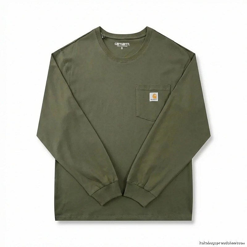 Carhartt workwear style olive green long-sleeve
