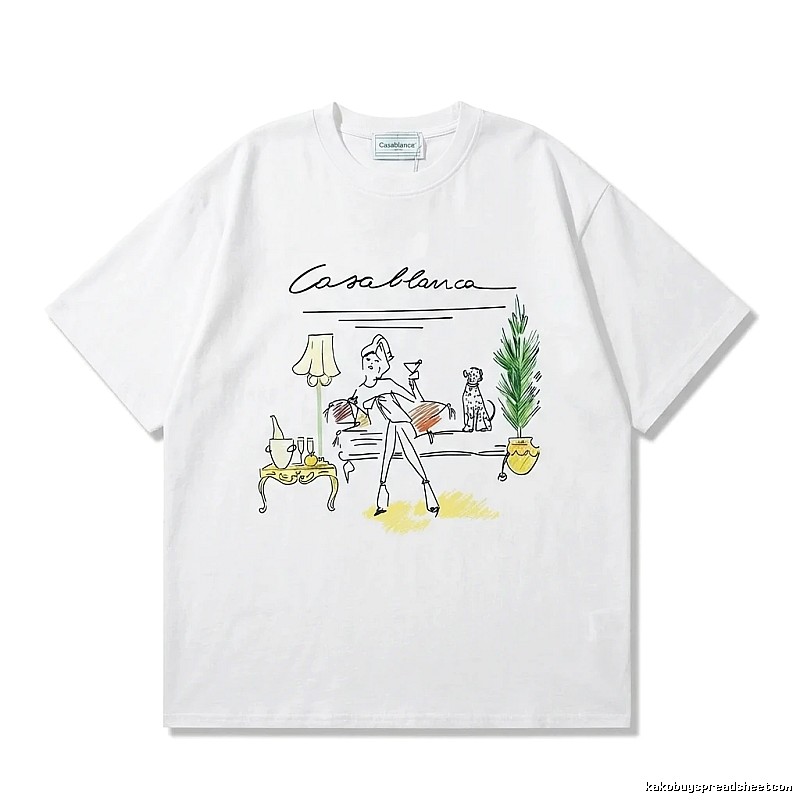 Casablanca Hand-painted Style White T-shirt