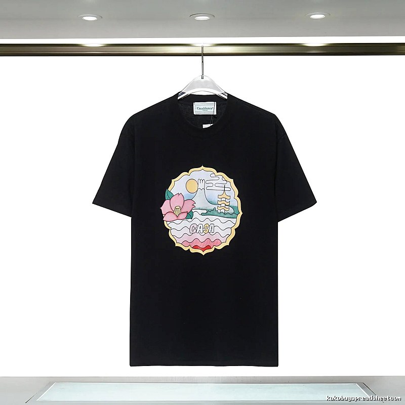 Casablanca Print Retro Style Black T-shirt
