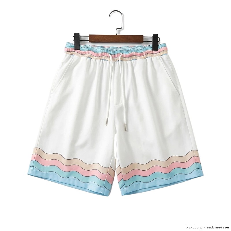 Casablanca Wave Pattern Casual White Shorts