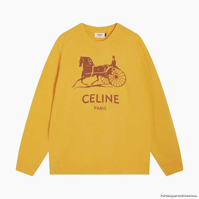 CELINE Yellow Logo Knit Sweater for Travel Packing