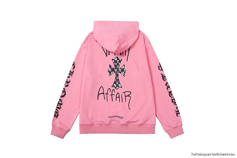 Chrome Hearts 2088-91 Pink Red Cross Graphic Hoodie Campus Look