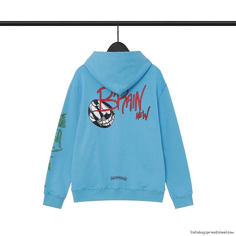 Chrome Hearts 2089-78 Sky Blue Cross Graphic Hoodie Signature Detail