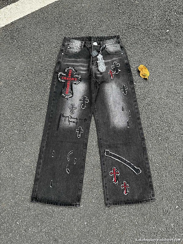 Chrome Hearts Black Wash Weekend Cross Graphic Jeans