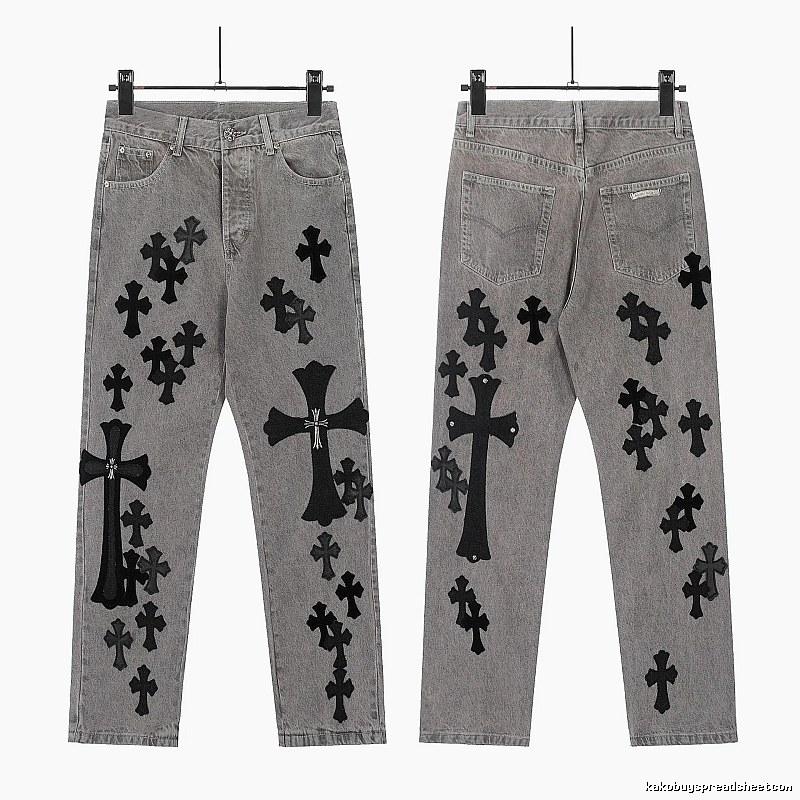 Chrome Hearts Compact Graphic jeans Light Denim Jeans for Smart Casual Looks