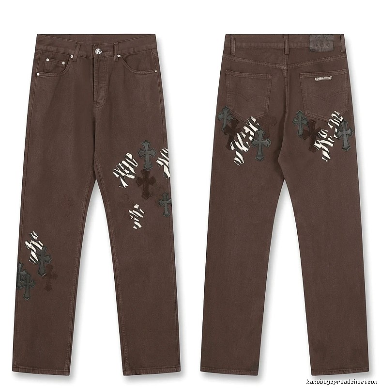 Chrome Hearts Cross Dark Style Brown Pants
