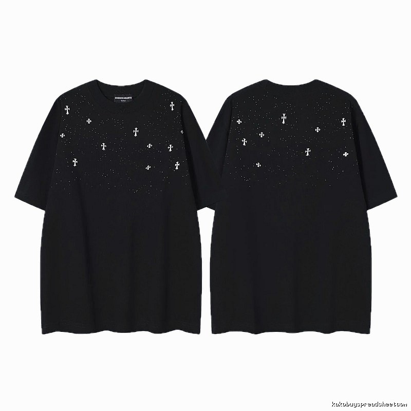 Chrome Hearts Cross Embroidered Street Style Black Short-sleeve T-shirt