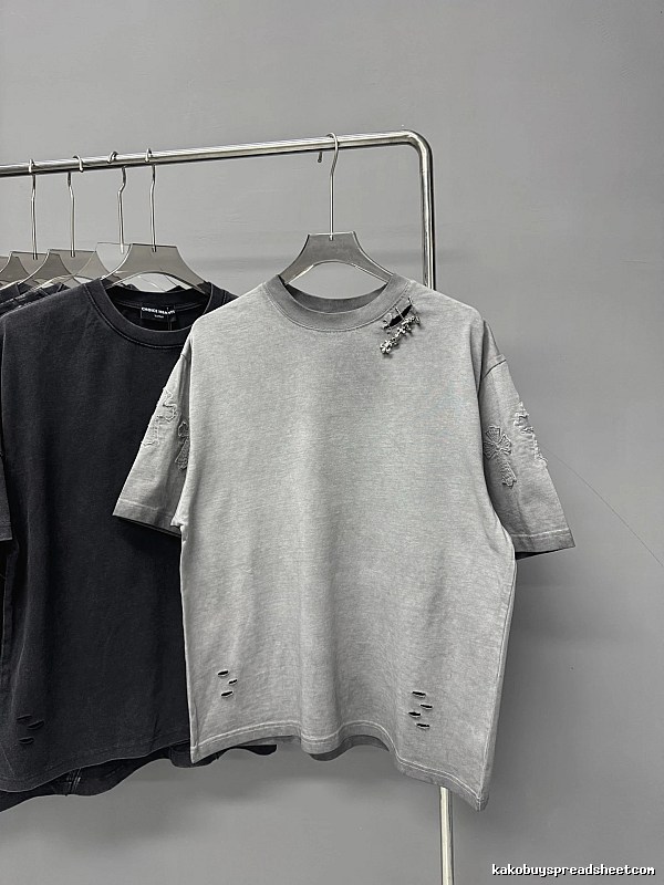 Chrome Hearts Cross Embroidered Street Style Gray Short-sleeve T-shirt
