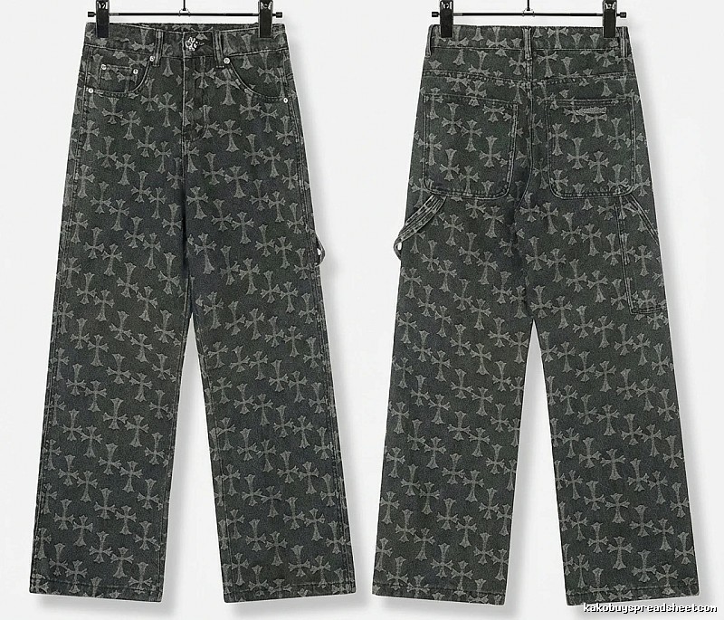 Chrome Hearts cross print black jeans