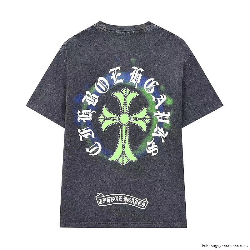 Chrome Hearts Cross Print Vintage Distressed Black Short-sleeve T-shirt