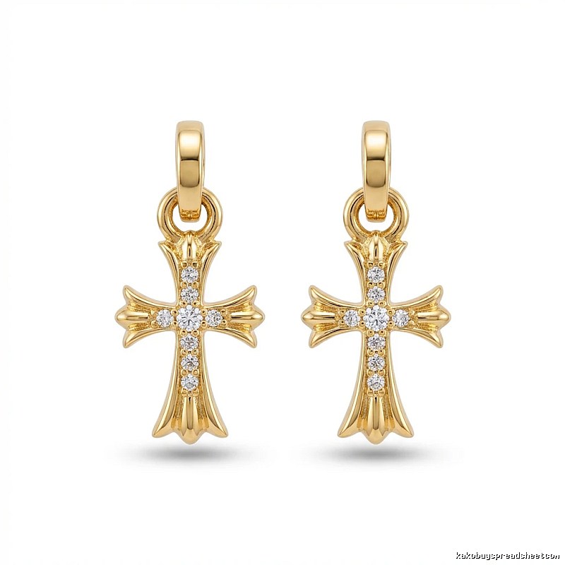Chrome Hearts Cross Trendy and Cool Style Gold Earrings