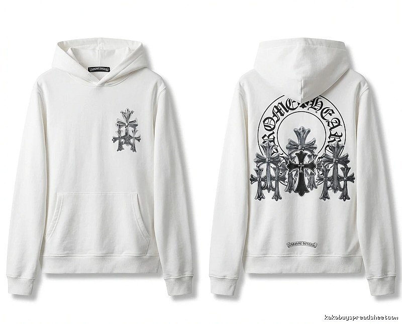Chrome Hearts Cross Trendy and Cool Style White Hoodie