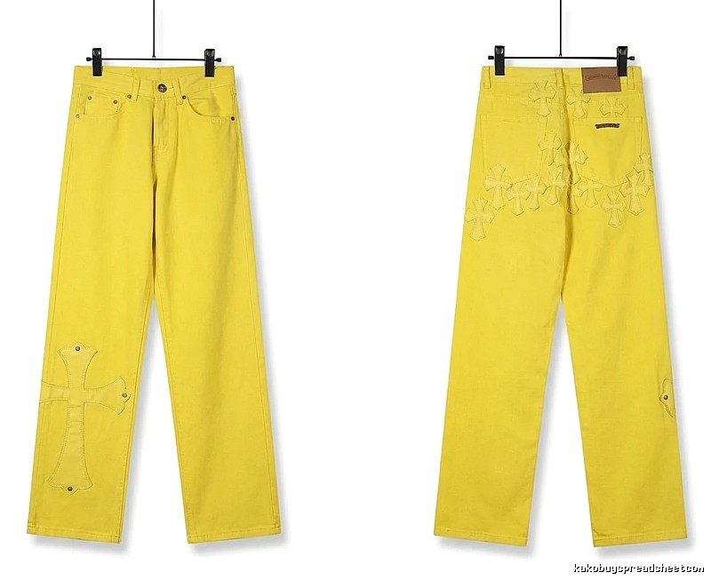 Chrome Hearts Cross Trendy Cool Yellow Jeans