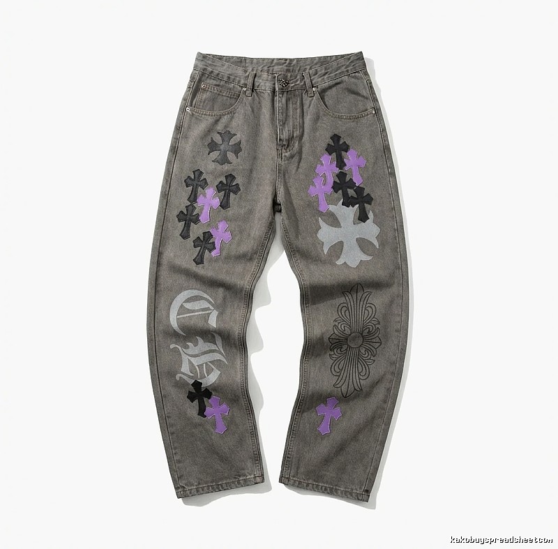 Chrome Hearts Cross Vintage Style Grey Pants