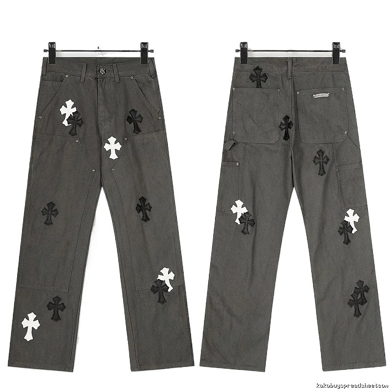 Chrome Hearts Cross Workwear Style Grey Pants