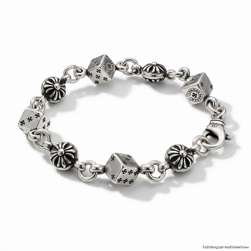 Chrome Hearts Dice Retro Style Silver Bracelet