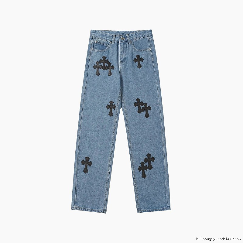 Chrome Hearts Easy Match Graphic jeans Light Denim Jeans for Leisure Wear