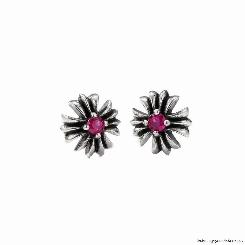 Chrome Hearts Flower Style Rose Red Earrings