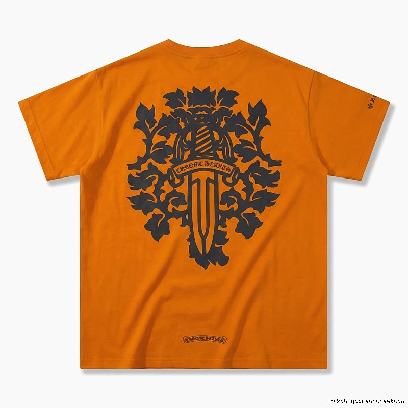 Chrome Hearts Gothic Style Orange T-shirt