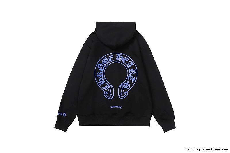 Chrome Hearts Logo Detail Cross graphic hoodie Black Blue Cross with Functional Detail