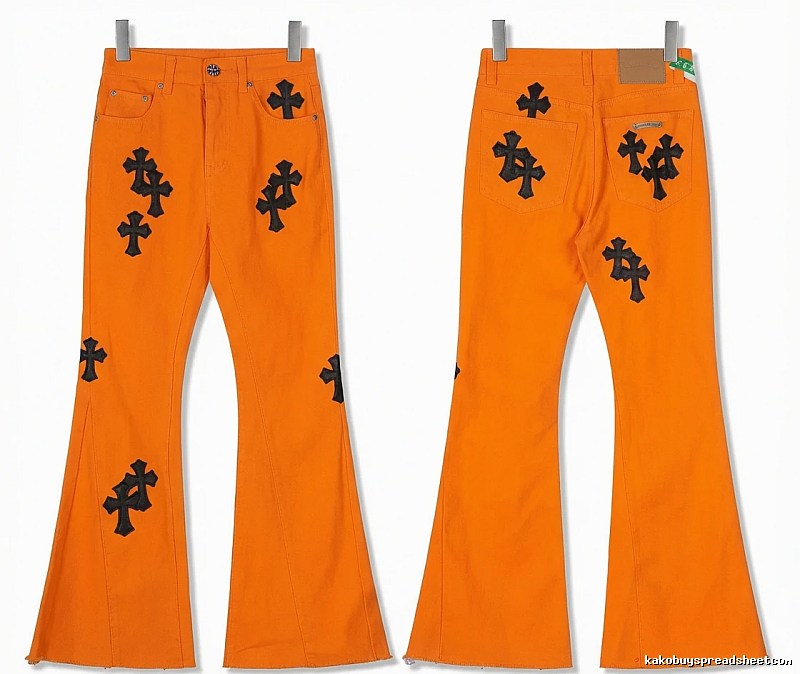 Chrome Hearts Orange and Black Flared Pants