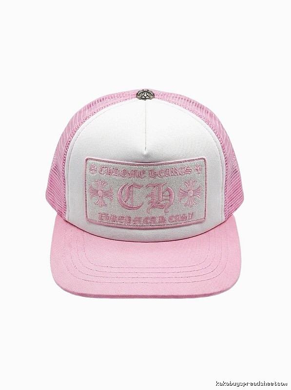 Chrome Hearts Pink and White Patchwork Trendy Hat
