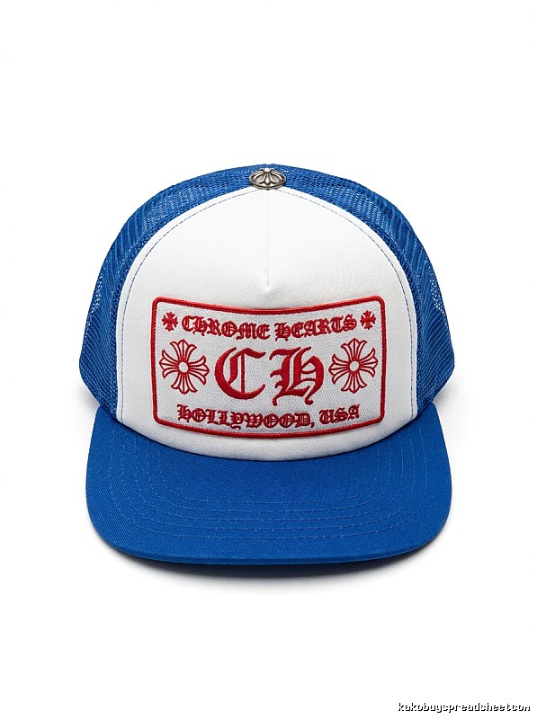 Chrome Hearts Retro Style Blue and White Hat