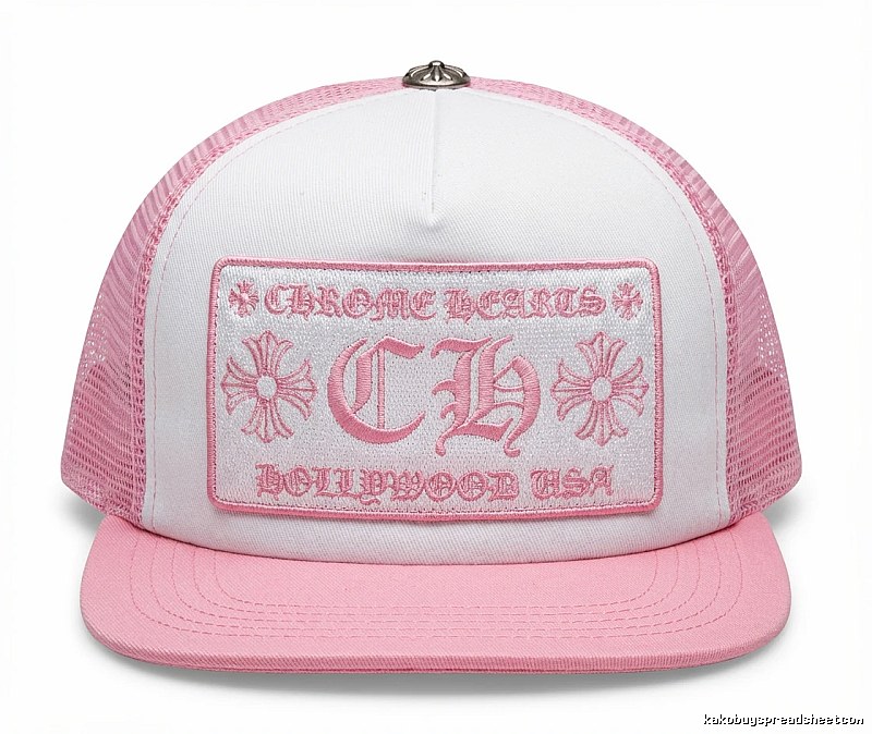 Chrome Hearts Retro Style Pink and White Hat