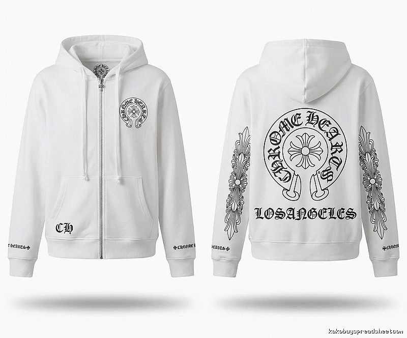 Chrome Hearts Retro Style White Hoodie