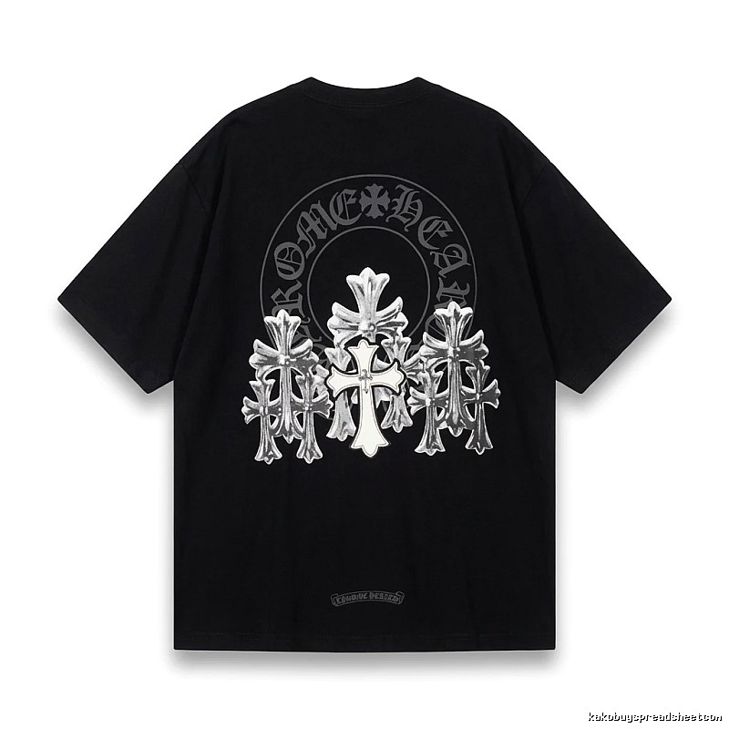Chrome Hearts Silver Cross Black T - Shirt