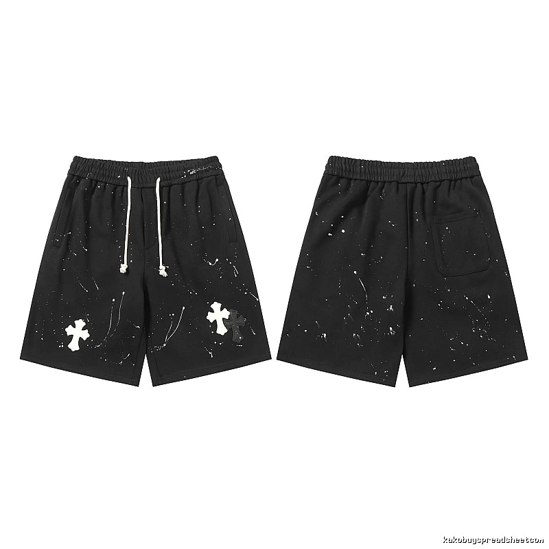 Chrome Hearts splatter - style black shorts