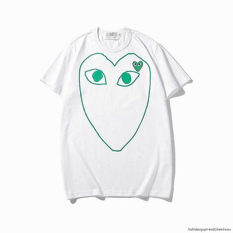 Comme des Garcons PLAY 2023-13 Green Style 2313 Heart Logo T-Shirt Soft Neutral