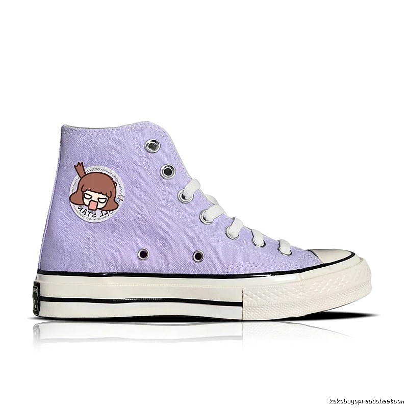 Converse cartoon-style light purple high-top shoes